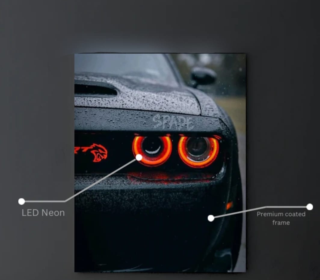 Dodge Front Light Neon LED Wall Poster – Premium Acrylic Car Decor