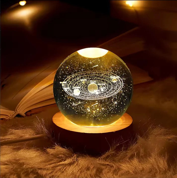 3D Galaxy LED Crystal Light Ball – Color-Changing Night Lamp with Remote Control