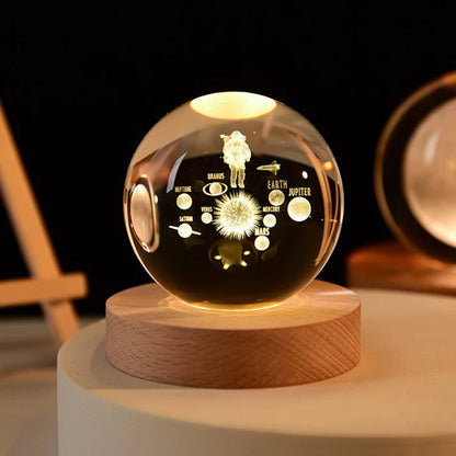 3D Galaxy LED Crystal Light Ball – Color-Changing Night Lamp with Remote Control
