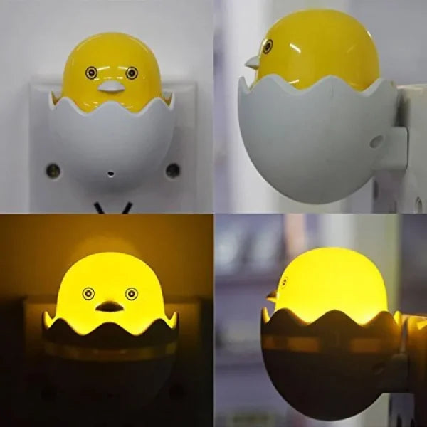 Hatchling night light with different views and lighting conditions.