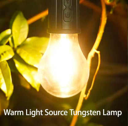 Portable LED Camping Light Bulb – USB Rechargeable Lantern with Hook for Outdoor & Emergency Use

