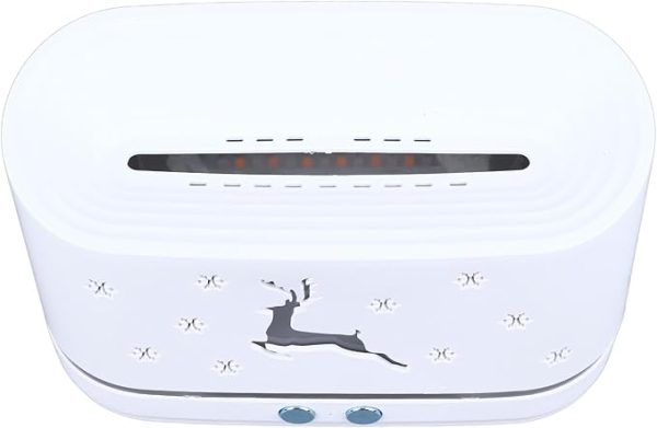 White electronic device with deer silhouette and LED lights on a white background