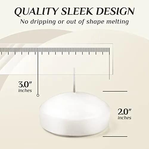 White candle with measurements on a beige background