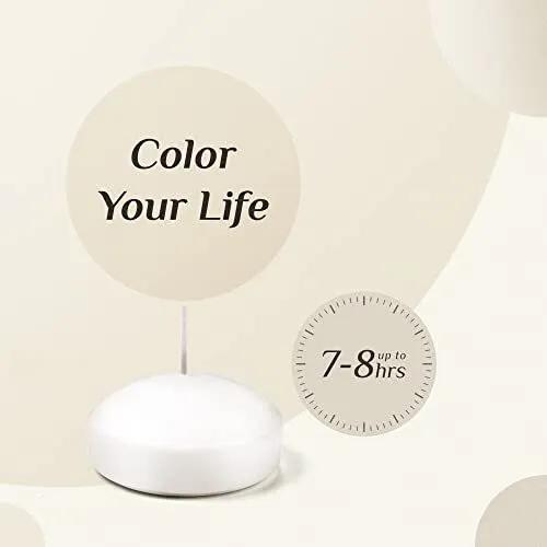 White lamp with 'Color Your Life' text on a light beige background