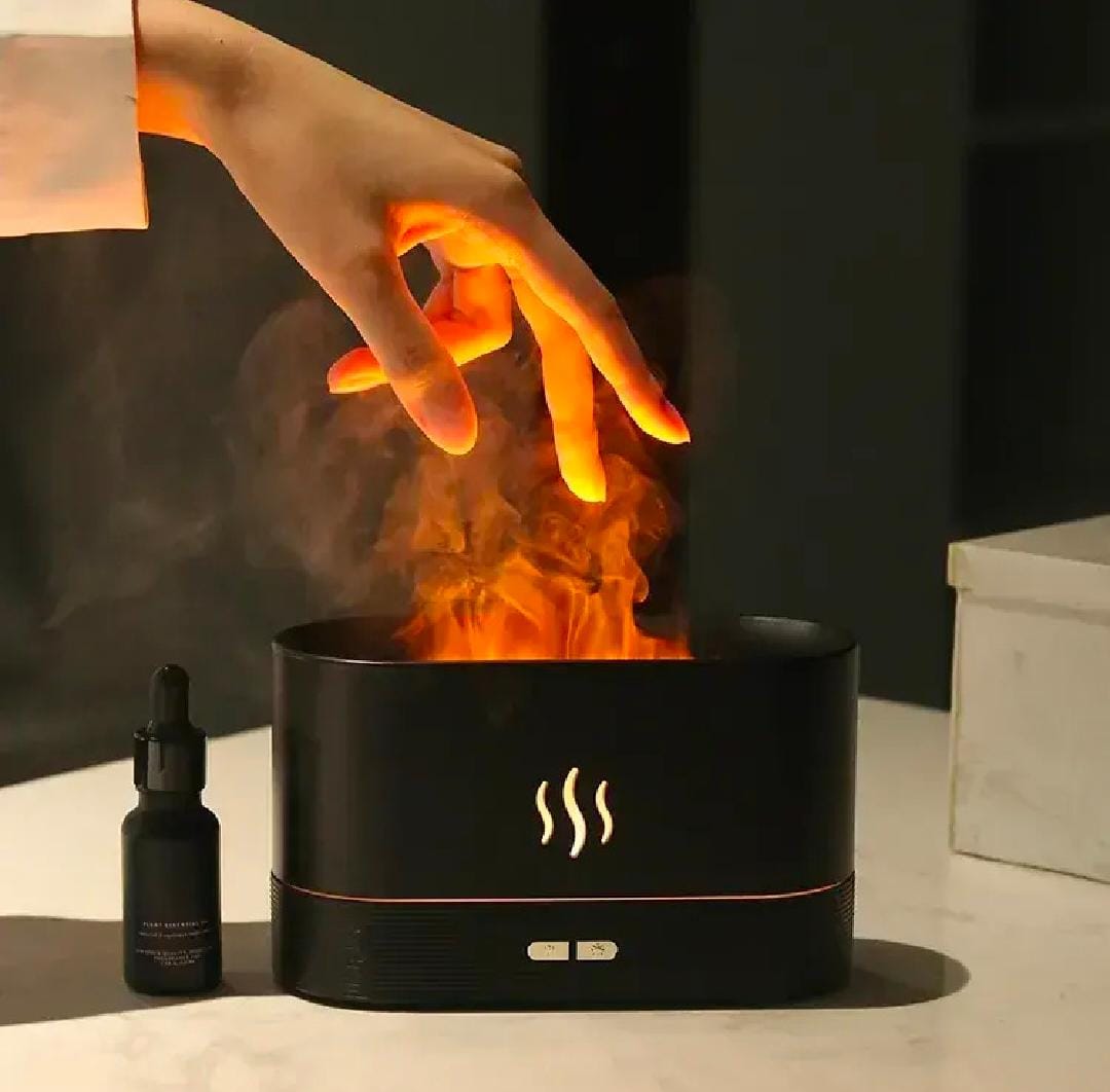 Aroma Diffuser Air Humidifier - Flame Effect LED Humidifier – Ultrasonic Cool Mist Diffuser & Decorative Flame Light for Home & Office