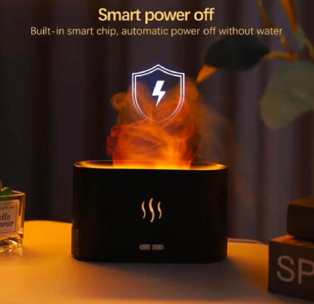 Aroma Diffuser Air Humidifier - Flame Effect LED Humidifier – Ultrasonic Cool Mist Diffuser & Decorative Flame Light for Home & Office