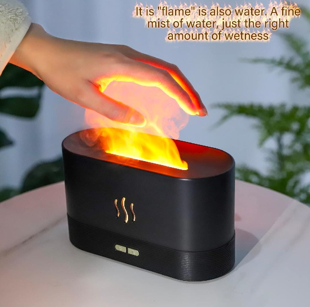 Aroma Diffuser Air Humidifier - Flame Effect LED Humidifier – Ultrasonic Cool Mist Diffuser & Decorative Flame Light for Home & Office