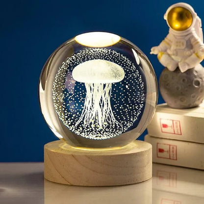 3D Galaxy LED Crystal Light Ball – Color-Changing Night Lamp with Remote Control