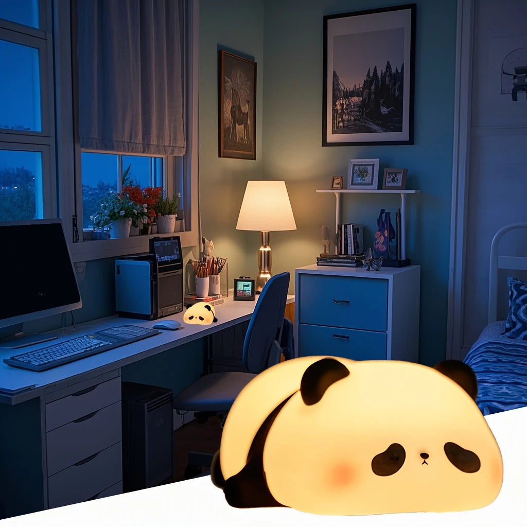 USB Rechargeable Panda Night Light – Soft Silicone Lamp with 3 Brightness Levels for Kids & Travel

